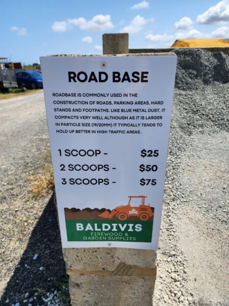 Blue Metal Road Base Sign